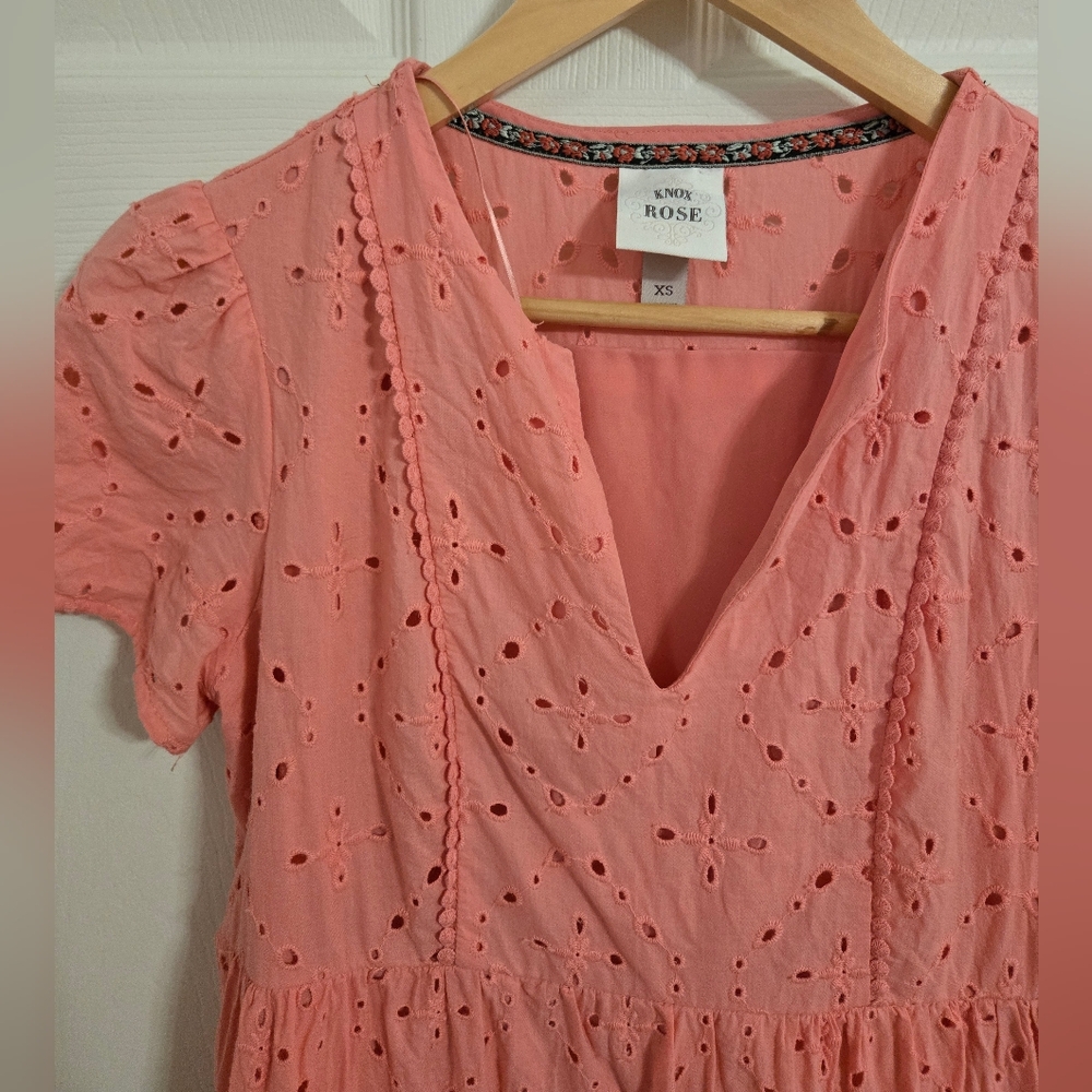 Knox Rose Pink Eyelet Short Summer Dress Size XS - Picture 3 of 6
